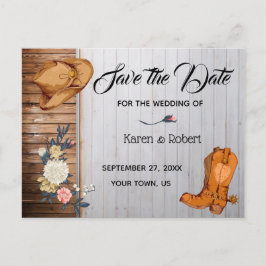 Rustiek Land Western Bruiloft Save the Date Aankondigingskaart