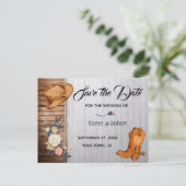 Rustiek Land Western Bruiloft Save the Date Aankondigingskaart (Staand voorkant)