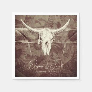 Rustiek Land Western Bruin Zonnebloemen Bull Skull Servet
