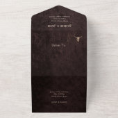 Rustiek Land Western Bull Skull Textuur Bruiloft All In One Uitnodiging (Buitenkant)