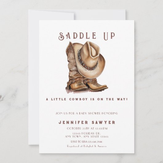 Rustiek Land Western Cowboy Baby shower Kaart (Voorkant)