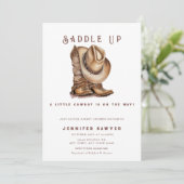 Rustiek Land Western Cowboy Baby shower Kaart (Staand voorkant)