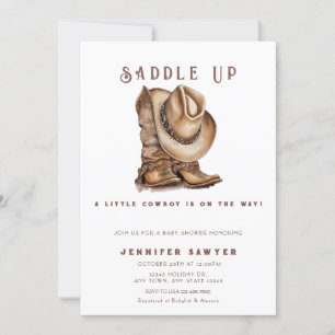 Rustiek Land Western Cowboy Baby shower Kaart