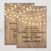 Rustiek Land Western Hout & Lights Wedding Kaart (Voorkant / Achterkant)