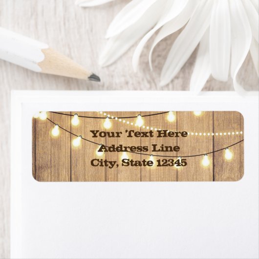 Rustiek Land Western Hout & String Lights Etiket (Insitu)