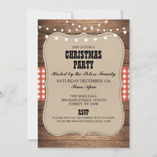 Rustiek Land Western Kerstdiner Day Party Kaart (Voorkant)