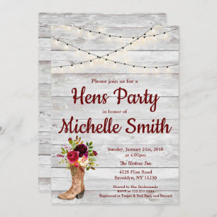 Rustiek Land Western Laarzen  Kippen Party Kaart