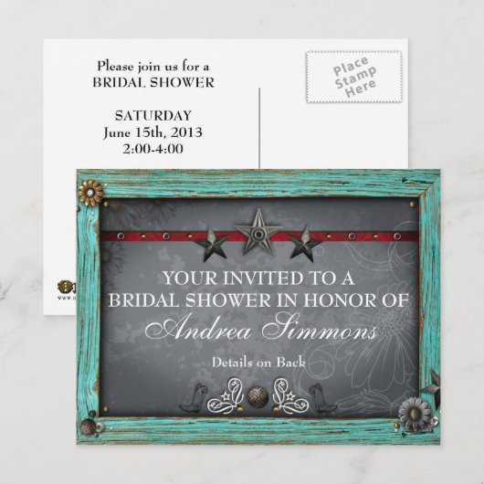 Rustiek land Western Vrijgezellenfeest Uitnodigen Uitnodiging Briefkaart (Voorkant / Achterkant)