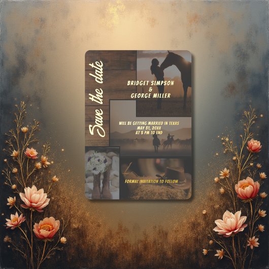 Rustiek land westerne bruiloft Save the date Folie Uitnodiging