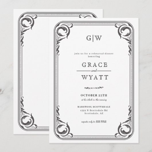 Rustiek land Westerne repetitie diner Kaart (Voorkant / Achterkant)