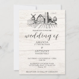 Rustiek land Westerne schuur huwelijksuitnodiging Kaart