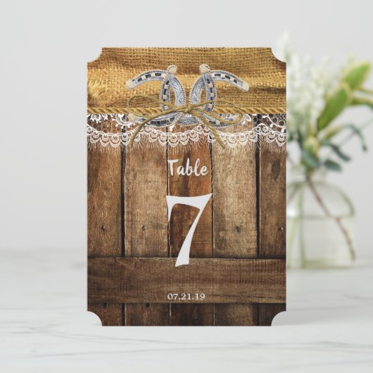 Rustiek Land Westerne Trouwtafel Nummer Kaart (Staand voorkant)