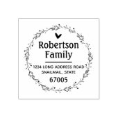 Rustiek land wijnkrans & hart retour adres rubberstempel (Afrduk)