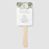 Rustiek land wit bloemen chique bruiloft programma handwaaier (Voorkant)