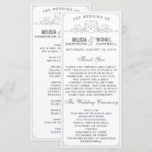 , rustiek, land, witte bruiloft programma programmakaart (Voorkant / Achterkant)