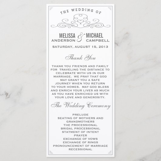 , rustiek, land, witte bruiloft programma programmakaart (Voorkant)