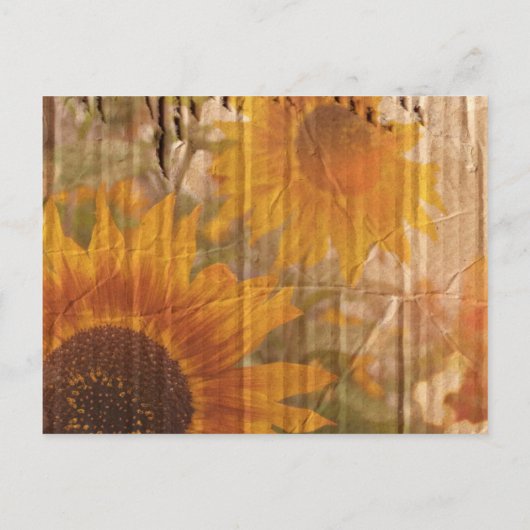 rustiek land zonnebloem bruiloft opslaan van de da aankondigingskaart (Achterkant)