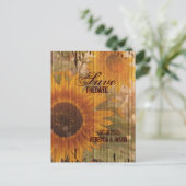 rustiek land zonnebloem bruiloft opslaan van de da aankondigingskaart (Staand voorkant)