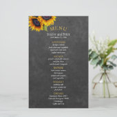 Rustiek land zonnebloem BUDGET bruiloft menu (Staand voorkant)