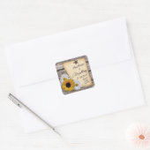 Rustiek Land Zonnebloem Daisy Bruiloft Opslaan Dat Vierkante Sticker (Envelop)