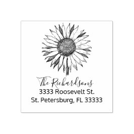 Rustiek Land Zonnebloem Familienaam Rubberstempel