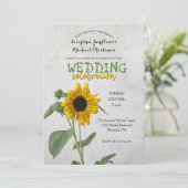 Rustiek Land Zonnebloem / Geel & Groen Bruiloft Kaart (Staand voorkant)