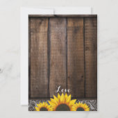 Rustiek Land Zonnebloem Hout Bruiloft Uitnodiginge Kaart (Achterkant)