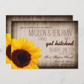 Rustiek Land Zonnebloem Hout Bruiloft Uitnodiginge Kaart