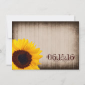 Rustiek Land Zonnebloem Hout Bruiloft Uitnodiginge Kaart