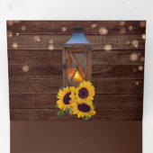 Rustiek Land Zonnebloem Houten Lantaarn Bruiloft Drieluik Uitnodiging (Binnenzijde eerst)