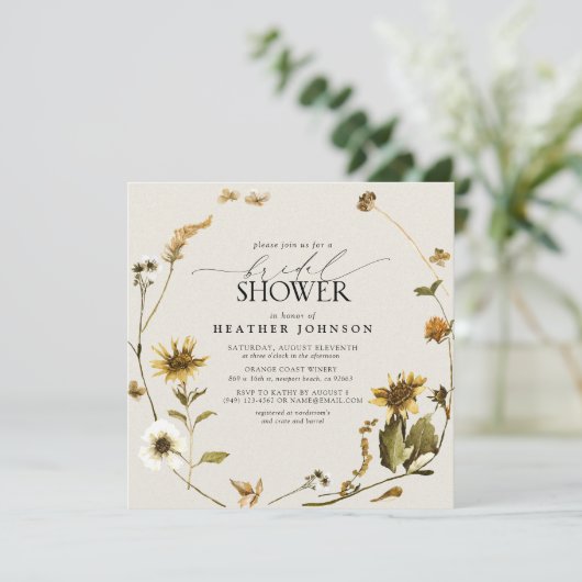 Rustiek Land Zonnebloem Krans Vrijgezellenfeest Kaart (Staand voorkant)