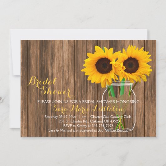 Rustiek Land Zonnebloem Mason Jar Vrijgezellenfees Kaart (Voorkant)
