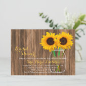 Rustiek Land Zonnebloem Mason Jar Vrijgezellenfees Kaart (Staand voorkant)