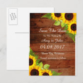 Rustiek Land Zonnebloem Save the Date Briefkaart (Voorkant / Achterkant)