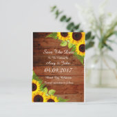 Rustiek Land Zonnebloem Save the Date Briefkaart (Staand voorkant)