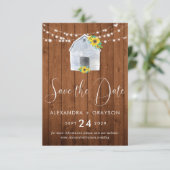 Rustiek Land Zonnebloem Schuur String Lights Save The Date (Staand voorkant)