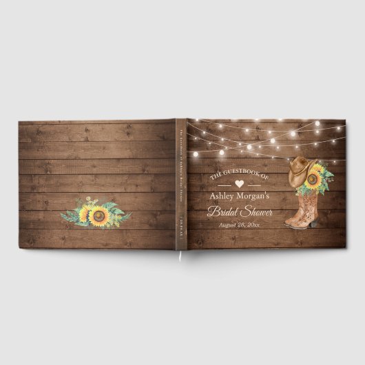 Rustiek Land Zonnebloemen Boots Vrijgezellenfeest Gastenboek (Volledig)