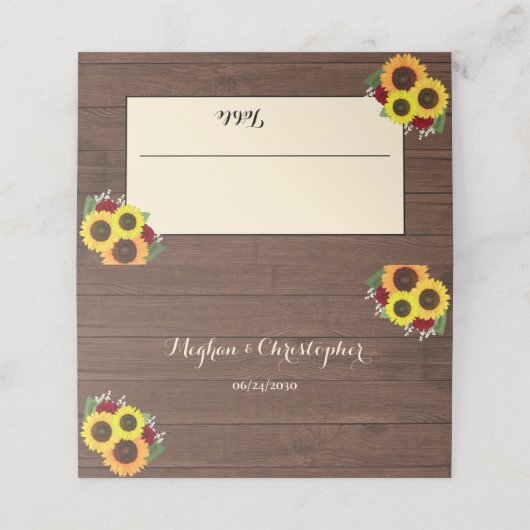 Rustiek Land Zonnebloemen Bourgondische Rozen Brui Plaatskaartje (Buitenkant ongevouwen)