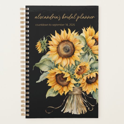 Rustiek Land Zonnebloemen Bruiloft Planner (Voorkant)