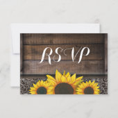 Rustiek Land Zonnebloemen Hout Bruiloft RSVP Kaart (Achterkant)