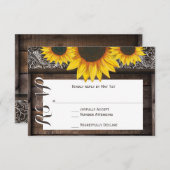 Rustiek Land Zonnebloemen Hout Bruiloft RSVP Kaart (Voorkant / Achterkant)