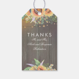 Rustiek Land Zonnebloemen Houten Strijklichten Cadeaulabel