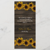 Rustiek Land Zonnebloemen Schuur Hout Bruiloft men Menu (Achterkant)