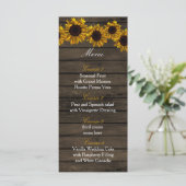 Rustiek Land Zonnebloemen Schuur Hout Bruiloft men Menu (Staand voorkant)
