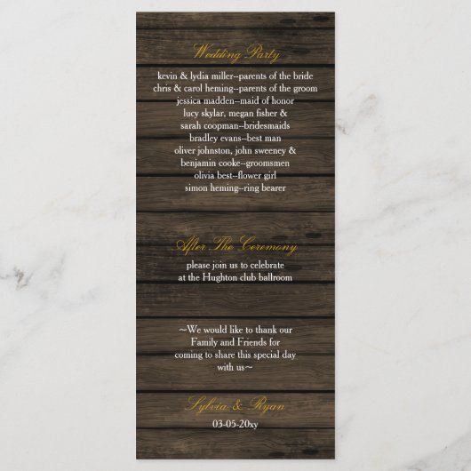 Rustiek Land Zonnebloemen Schuur Hout programma's (Achterkant)