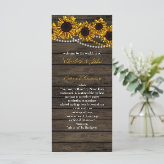 Rustiek Land Zonnebloemen Schuur Hout programma's (Staand voorkant)