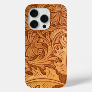 Rustiek land zuidwestelijke stijl western leer iPhone 15 pro case