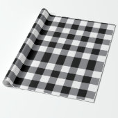 Rustiek Land Zwart-wit Plaid Kerstmis Cadeaupapier (Uitgerold)