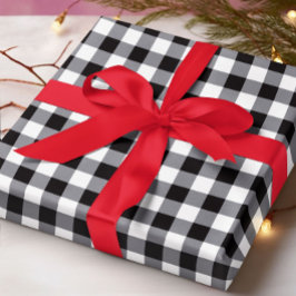 Rustiek Land Zwart-wit Plaid Kerstmis Cadeaupapier