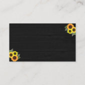 Rustiek Land Zwart Zonnebloem Bruiloft Website Informatiekaartje (Achterkant)